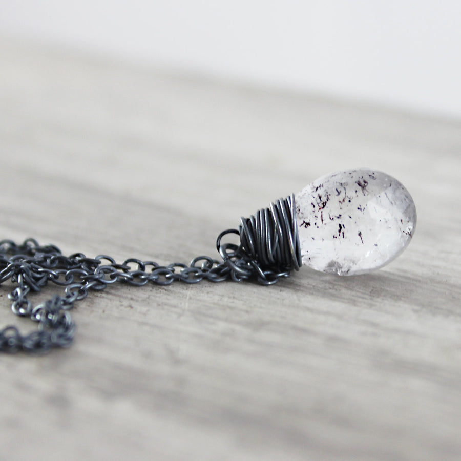 Moss Amethyst Oxidized Sterling Silver Necklace