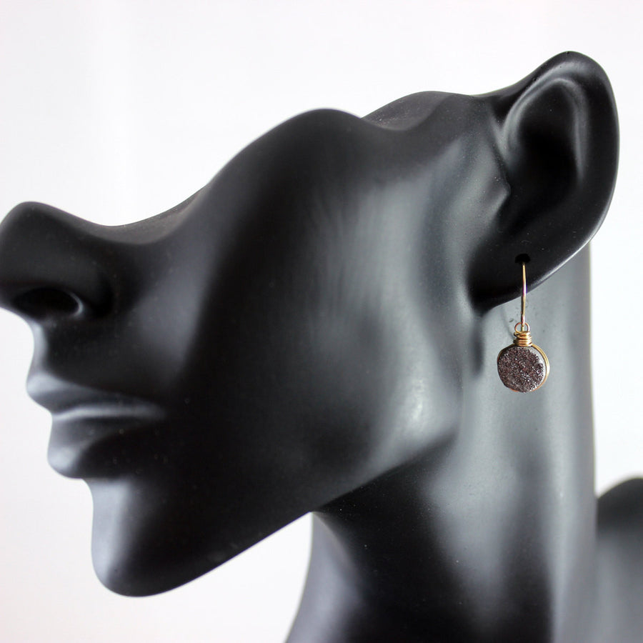 Silver and Gold Druzy Geode Circle Earrings