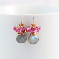 Labradorite and Pink Moonstone Rose Gold
