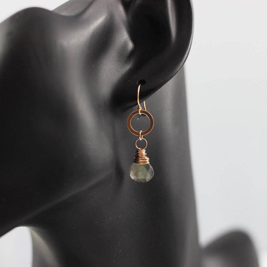 Labradorite Retro Rose Gold Dangle Earrings