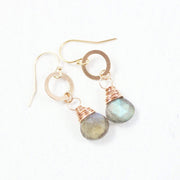 Labradorite Retro Rose Gold Dangle Earrings