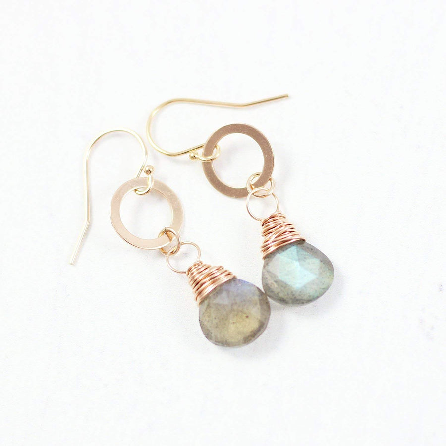 Labradorite Retro Rose Gold Dangle Earrings