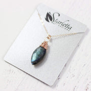 Labradorite Rose Gold Pendant Drop Necklace