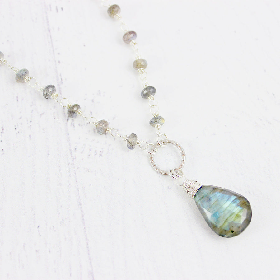 Labradorite Gemstone Sterling Silver Beaded Necklace