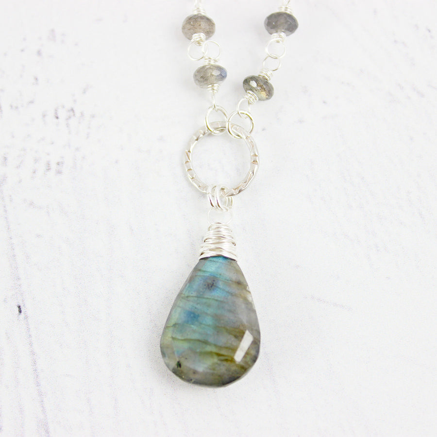 Labradorite Gemstone Sterling Silver Beaded Necklace