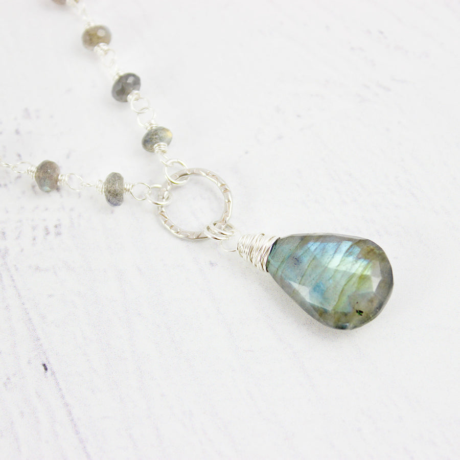 Labradorite Gemstone Sterling Silver Beaded Necklace