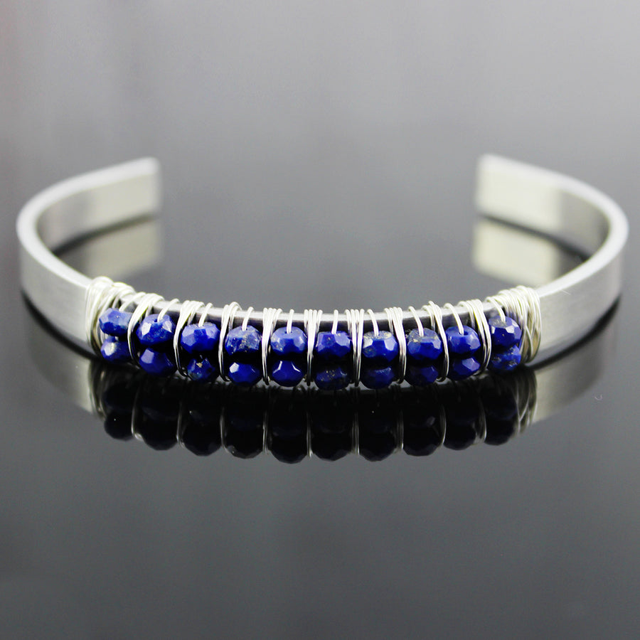 Blue Lapis Lazuli Silver Cuff Bracelet
