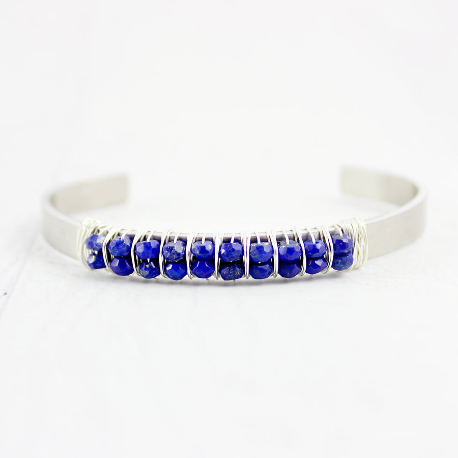 Blue Lapis Lazuli Silver Cuff Bracelet