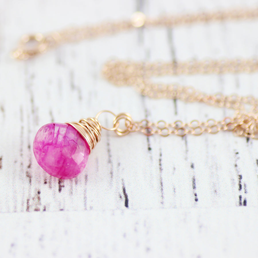 Pink Moonstone Rose Gold Dangle Necklace