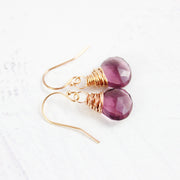 Dark Purple Quartz Rose Gold Earrings