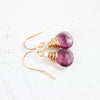 Dark Purple Quartz Rose Gold Earrings