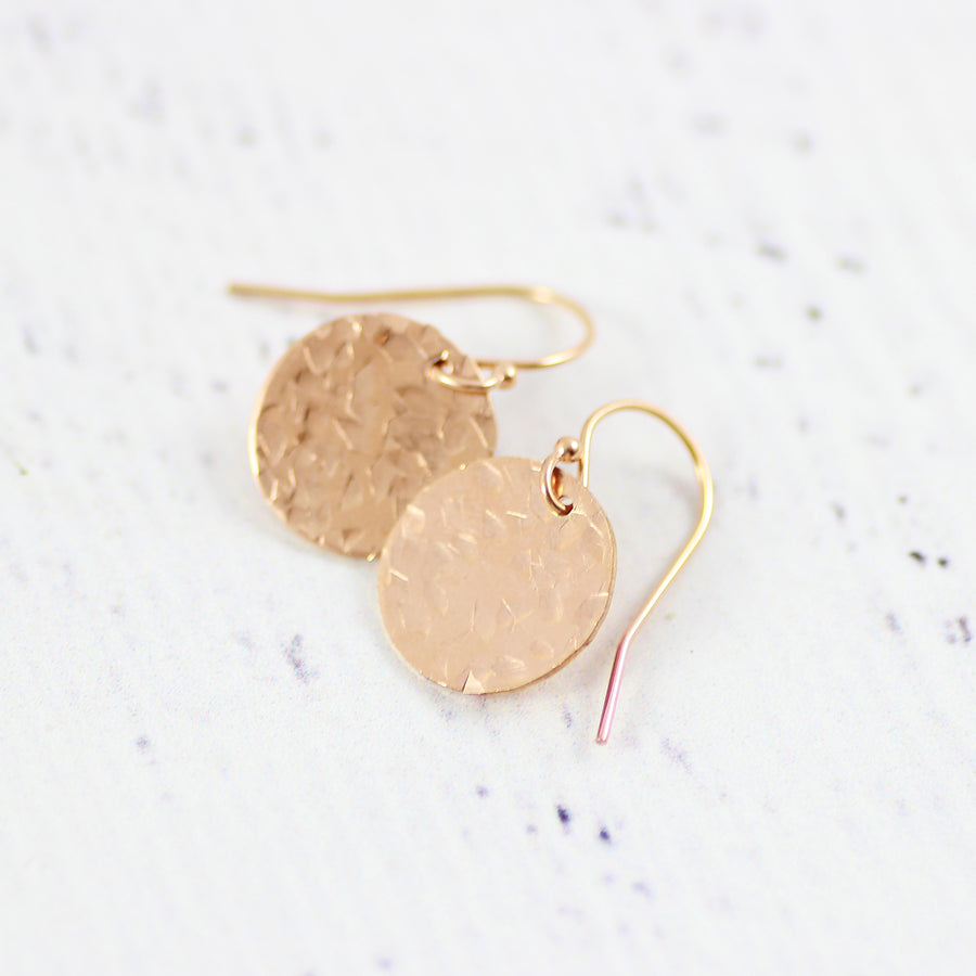 Rose Gold Filled Small Metal Circle Drop Earrings