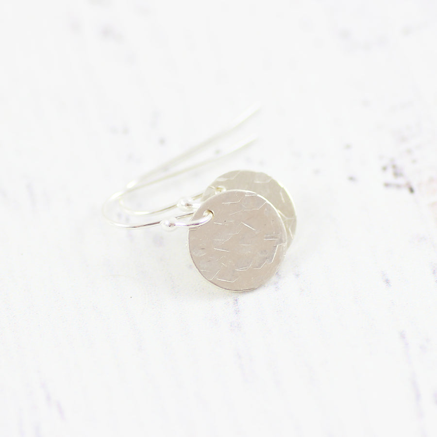 Sterling Silver Small Metal Circle Drop Earrings