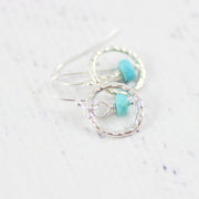 Turquoise Gemstone Sterling Silver Metal Drop Earrings