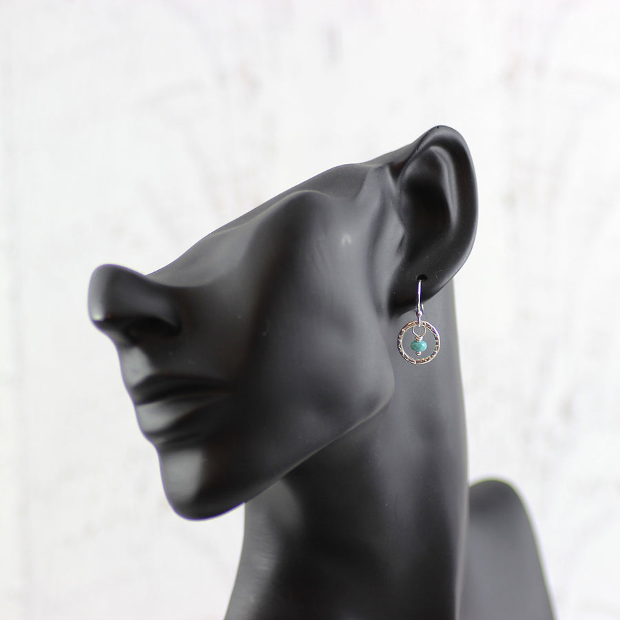 Turquoise Gemstone Sterling Silver Metal Drop Earrings